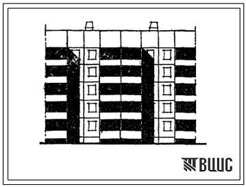 Типовой проект 105-067с/1 Блок-секция пятиэтажная 20-квартирная КБ.2Б-2Б.-3Б. рядовая с торцовыми окончаниями (вариант с санитарно-техническими кабинами и безрулонной кровлей).