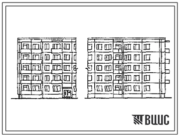 Типовой проект 83-012 5-этажная 20-квартирная блок-секция с торцовым окончанием 1Б.2Б.3Б.4Б (правая) поворотная под углом 90