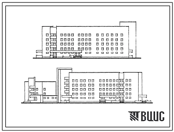 Типовой проект 254-07-15.88 Акушерский корпус на 150 коек для расширения существующих больниц (объемно-планировочное решение). Здание одно-,  двух-, четырех-, пятиэтажное. Стены из кирпича.