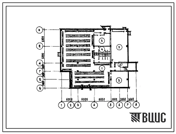 Типовой проект Б-2-500(262-21-27) Помещения подвала,административного здания для поселков на 3500 жителей, (убежище на 500 человек, размеры убежища 27м на 21м, режимы вентиляции 1,2).