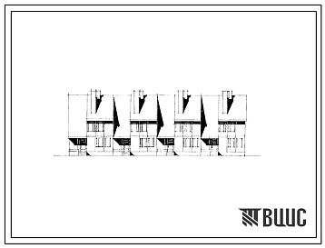 Типовой проект 146-209-6 Двухэтажный блокированный четырехквартирный жилой дом с квартирами типа 4Б в двух уровнях с упрощенным благоустройством. Для строительства в IВ климатическом подрайоне, II климатическом районе.