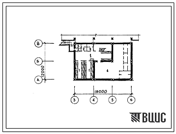 Типовой проект П-4-82(252-4-43с.84) Хозяйственно-бытовые помещения подвала на 250 посещений в смену (в конструкциях ИИС-04), (убежище на 82 человек, размеры убежища 18м на 12м, режимы вентиляции 1,2).
