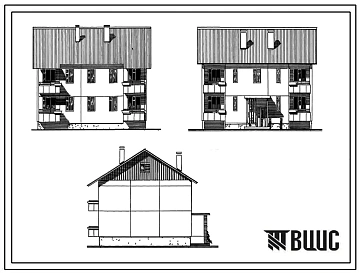 Типовой проект 111-26-112.1.13.87 Двухэтажный 1-секционный 4-квартирный жилой дом для сельского строительства