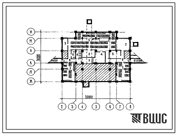Типовой проект П-4-480(242-5-82.01.87) Хозяйственно-бытовые помещения в подвале клуба-столовой для пионерских лагерей-баз отдыха на 240-360 мест, (убежище на 480 человек, размеры убежища 30м на 24м, режимы вентиляции 1,2,3).