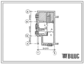 Типовой проект П-4-10(144-000-586.13.870 Хозяйственно-бытовые помещения в подвале одноэтажного одноквартирного 4-х комнатного мансардного жилого дома, (убежище на 10 человек, размеры убежища 9,88м на 5,1м, режимы вентиляции 1).