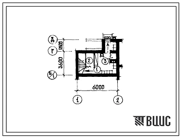 Типовой проект П-5-9(143-88-41.84) Бытовые помещения в подвале жилого дома 2-этажного 1-квартирного с 5-комнатной квартирой в двух уровнях, (убежище на 9 человек, размеры убежища 6м на 5,4м, режимы вентиляции 1,2).
