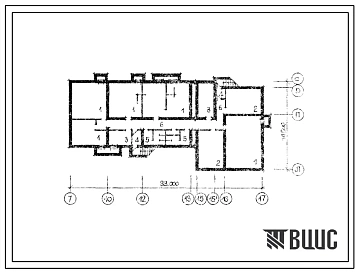 Типовой проект Б-2-375-77.230(225-1-352с) хозяйственно-бытовые помещения в подвале восьмилетней общеобразовательной школы на 8 классов, (убежище на 375 человек, размеры убежища 33м на 14,9м, режимы вентиляции 1,2,3).