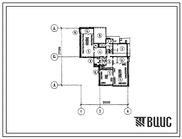 Типовой проект Б-3-200(213-2-183) Двойное использование помещений 1 этажа детских яслей-сада на 160 мест в конструкциях серии 126, (убежище на 200 человек, размеры убежища 27м на 21м, режимы вентиляции 1,2,3).
