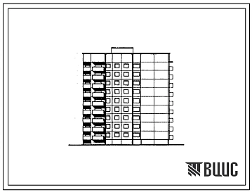 Типовой проект 90-0263.3.13.89 Блок-секция 9-этажная 36-квартирная Т-образная правая 3-3-4-4 (для строительства в г. Омске и Омской области) Конструктивный вариант свайных фундаментов N=400 kH