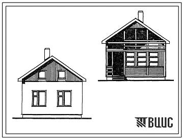 Типовой проект 144-000-227.83 Двухкомнатный летний садовый домик с мансардой со стенами из кирпича (газосиликатных блоков) с наружной лестницей.