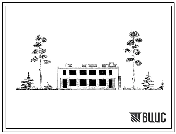 Типовой проект 284-5-4  Дом приезжих на 14 мест с чайной на 28 посадочных мест. Для строительства во II климатической зоне. Здание двухэтажное со стенами из кирпича.