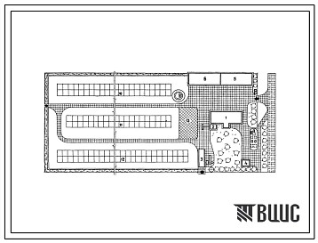 Типовой проект 819-19/69 Проект планировки пункта технического обслуживания бригады или отделения колхоза и совхоза на 40 тракторов.
