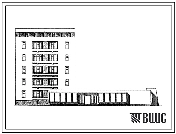 Типовой проект 63-053с.13.86 Блок-секция 5-этажная 9-квартирная торцовая с встроенно-пристроенным кондитерским магазином на 11 рабочих мест 3А-2Б (для Азербайджанской ССР)