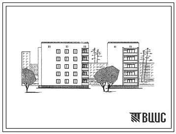 Типовой проект 87-053пв Пятиэтажная блок-секция торцевая левая на 15 квартир для строительства во 2 и 3 строительно-климатических зонах, на просадочных грунтах и над горными выработками.
