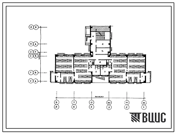 Типовой проект П-5-440(212-2-60СП) Помещения первого этажа детских яслей-сада на 280 мест, (убежище на 440 человек, размеры убежища 30м на 19,35м, режимы вентиляции 1,2,3).