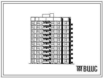 Типовой проект 81-024.13.88 Десятиэтажная блок-секция угловая правая на 50 квартир. Для Калининграда и Калининградской области