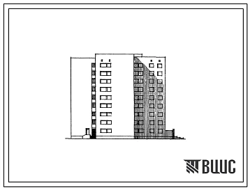 Типовой проект 86-030/1 Девятиэтажная блок-секция левая общежития на 352 человека с ячейками по 11 человек. Для строительства в 1В климатическом подрайоне, 2 и 3 климатических районах