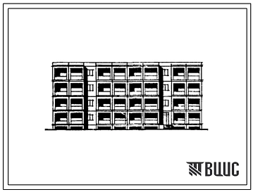 Типовой проект ТДСК-71А/77-06сп/1 Блок-секция четырехэтажная 16-квартирная рядовая со сквозным проходом (трехкомнатных 3Б — 9, четырехкомнатных 4Б — 7).