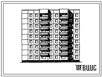 Типовой проект 97-0322.88 Блок-секция 9-этажная 45-квартирная угловая левая 2-2-2-3-3
