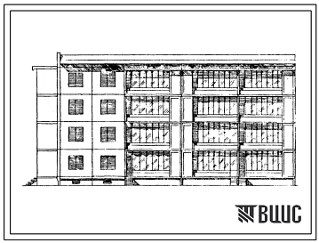 Типовой проект 76-055сп/1 4-этажная 20-квартирная торцевая блок-секция 1Б.1Б.2Б-2Б.3Б