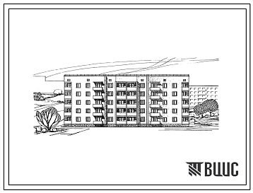 Типовой проект 87-0105 Пятиэтажная поворотная прямая блок-секция на 30 квартир (однокомнатных 1Б-10, трехкомнатных 3А-10; 3Б-10). Для строительств в обычных геологических условиях