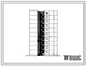 Типовой проект 1-464АС-0103с Полусекция девятиэтажная 27-квартирная торцовая с лестничной клеткой для блокировки на ровном участке 2Б-3Б-1А (правая).