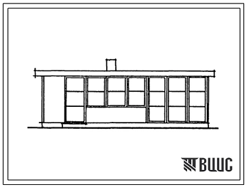 Типовой проект 186-000-389.13.86 Одноэтажный летний садовый домик с верандой, встроенным душем и уборной щитовой конструкции (для строительства в Латвийской ССР)