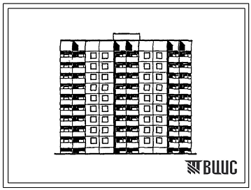 Типовой проект 90-0264.1.13.89 Блок-секция 9-этажная 72-квартирная рядовая для малосемейных 1-1-1-1-1-1-2-2 (для строительства в г. Омске и Омской области)
