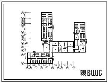 Типовой проект П-1(П-3)-1260(221-1-135-359) Хозяйственно-бытовые помещения подвала средней школы на 16 классов (624 учащихся), (убежище на 1260 человек, размеры убежища 58м на 52,8м, режимы вентиляции 1,2).