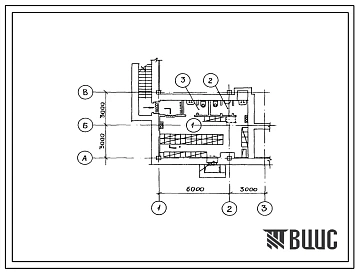 Типовой проект П-2-50(601-67.87) Производственные помещения подвала сельского отделения связи для пункта с населением от 500 до 2000 человек (СОС-3), (убежище на 50 человек, размеры убежища 9м на 6м, режимы вентиляции 1,2).