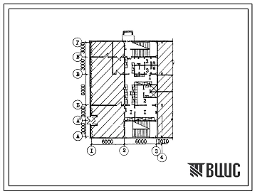 Типовой проект П-4-65(408-20-49) Бытовые помещения 1 этажа межрайонной типографии мощностью 10 млн.единиц печати в год, (убежище на 65 человек, размеры убежища 18м на 13,01м, режимы вентиляции 1,2,3).