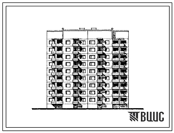 Типовой проект 120-022.2 Девятиэтажная блок-секция рядовая торцевая на 36 квартир. Для строительства во 2Б и 2В климатических подрайонах Литовской ССР