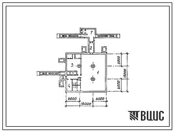 Типовой проект А-II-450-267.84 Склад материалов и оборудования. Стены из железобетонных панелей по серии У-01-02/80. Площадь основных помещений 220,0 м2 (убежище на 450 человек, размеры убежища 18м на 18м, режимы вентиляции 1,2).