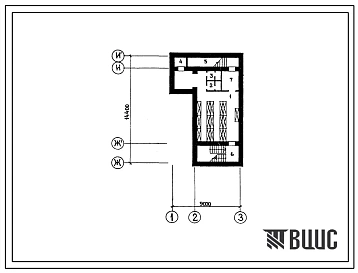 Типовой проект П-1-80(252-8-28) Вспомогательные помещения в подвале центральной районной аптеки 1 категории, (убежище на 80 человек, размеры убежища 14,4м на 9м, режимы вентиляции 1,2).