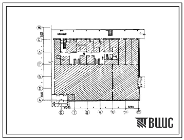 Типовой проект П-3-225(272-14-10(79) Помещения подвала и 1 этажа крытого рынка на 112 торговых мест с комплексов предприятий торгово-бытового обслуживания, (убежище на 225 человек, размеры убежища 36м на 36м, режимы вентиляции 1,2).