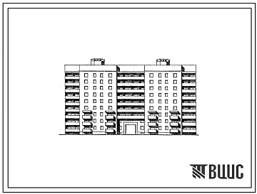 Типовой проект 89-0121.13.87 9-этажная рядовая со сквозным проездом блок-секция 1.2.3.4 на 72 квартиры. Для строительства в Белорусской ССР.