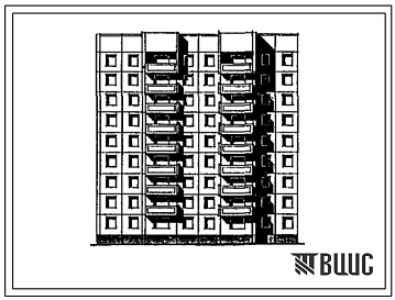 Типовой проект 97-0311.87 Блок-секция 9-этажная 36-квартирная торцовая левая 1-2-3-4