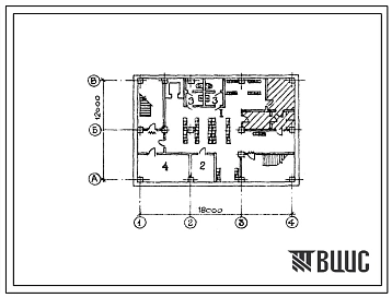Типовой проект Б-1-85(402-11-95) Хозяйственно-бытовые помещения подвала производственно-лабораторного корпуса производственной базы нгду на 200 скважин, (убежище на 85 человек, размеры убежища 18м на 12м, режимы вентиляции 1,2,3).