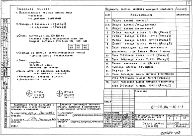 Альбом 3 Архитектурно-строительные решения выше отм. 0.000. 81-013.84-АС.1-1