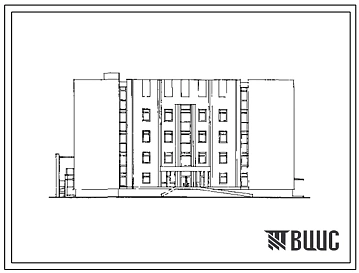 Типовой проект 254-7-11.1.87 Лечебно-диагностический корпус для расширения существующих ЦРБ вместимостью до 400 коек. Здание четырёхэтажное. Стены из кирпича.