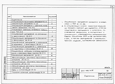 Альбом 7  Спецификации оборудования      