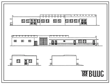 Типовой проект 254-9-92.83 Хозкорпус психоневрологического интерната на 200 мест с мастерскими трудотерапии на 100 рабочих мест. Здание одноэтажное. Стены из кирпича.