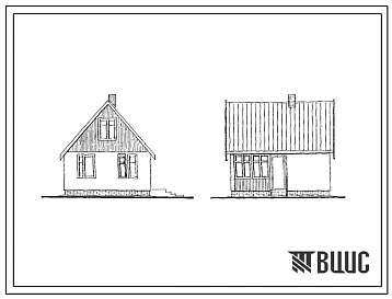 Типовой проект 184-115-146.86 Двухкомнатный летний садовый домик с мансардой. Площадь, м2: общая 23,2, мансарды 14,7, веранды 7,7