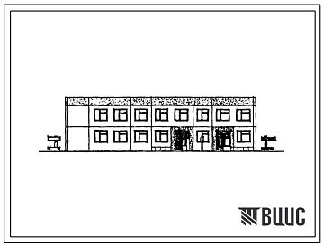Типовой проект 251-04-74.90 Амбулатория на 100  посещений в смену с аптекой VI группы. Здание двухэтажное. Стены из однослойных легкобетонных панелей по серии 1.090.1-1.
