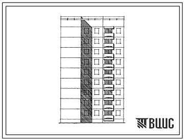 Типовой проект 129-064с.13.87 Блок-секция 9-этажная 27-квартирная лучевая правая 1Б-2Б-3Б (для Армянской ССР)