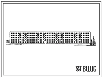 Типовой проект 1-447С-39  Пятиэтажный восьмисекционный дом на 129 квартир (однокомнатных  19, двухкомнатных  69, трехкомнатных  31, четырехкомнатных  10) со стенами из кирпича.
