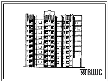 Типовой проект 152-023.13.86 9-этажная рядовая блок-секция на 36 квартир 1Б-2Б-3Б-4Б-5Б с проездом слева (для строительства в г. Гомеле и Гомельской области)