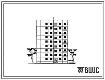 Типовой проект 1-464АС-083 Девятиэтажная блок-секция торцевая левая на 27 квартир (двухкомнатных 2Б-18, трехкомнатных 3Б-9). Для строительства в 4 климатическом районе Грузинской ССР сейсмичностью 7 баллов