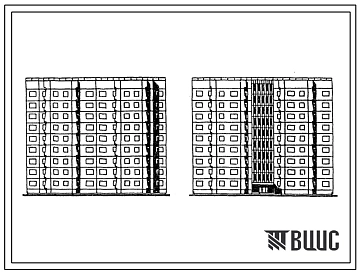 Типовой проект 93-046.13.86 Блок-секция рядовая 9-этажная 72-квартирная 2Б-2Б-2Б-1Б-1Б-2Б-2Б-2Б для г. Мурманска и Мурмаской области