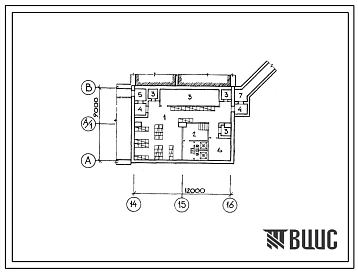 Типовой проект А-3-75(602-67.83) Помещения сборной монтеров здания на атс на 10000 номеров с административными службами, (убежище на 75 человек, размеры убежища 12м на 9м, режимы вентиляции 1).
